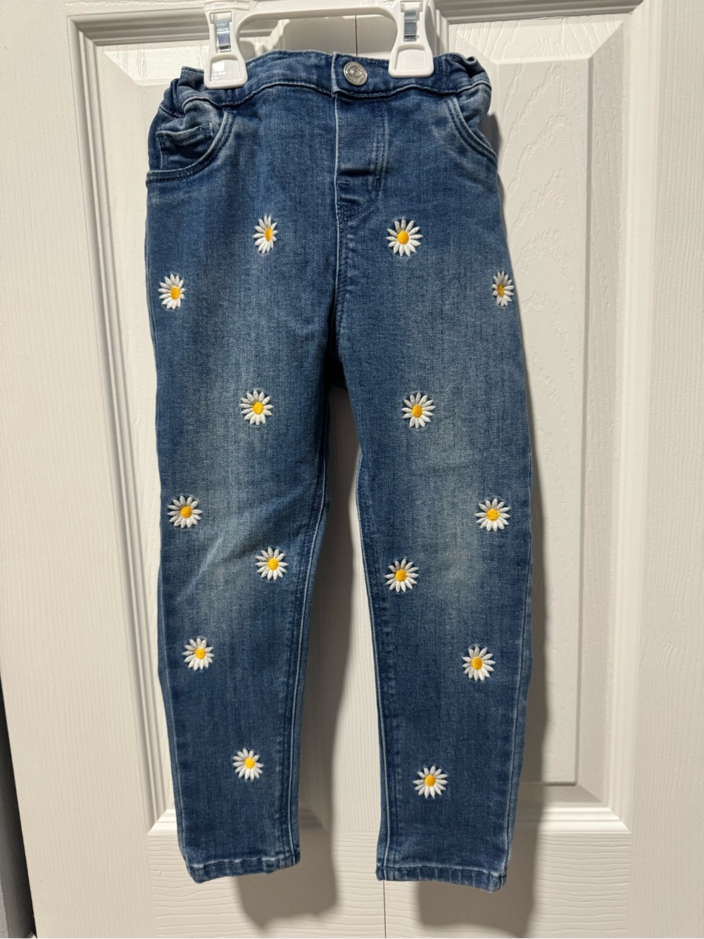 H&M Blue Denim Jeans with Daisy Embroidery